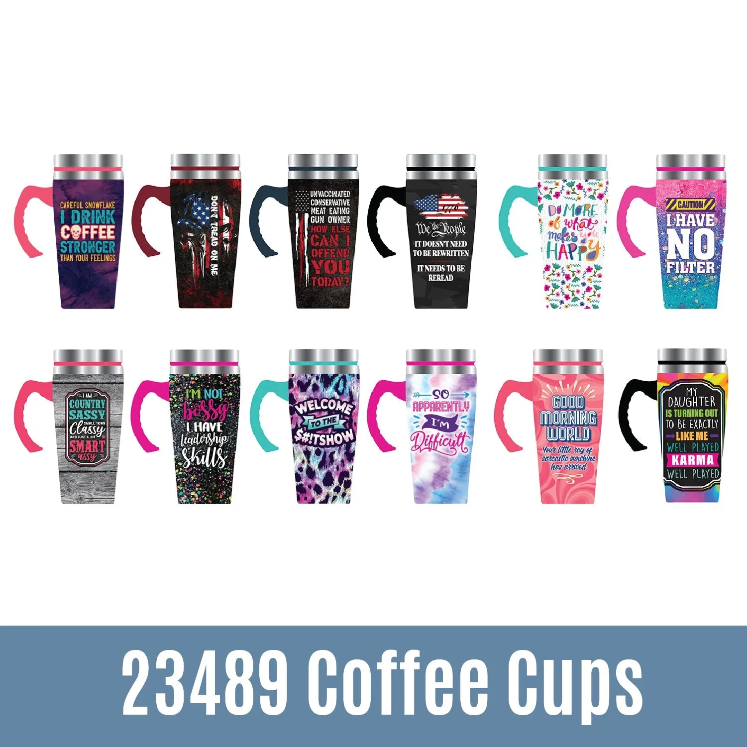 16 oz Travel Mug Assortment Floor Display - 24 Pieces Per Retail Ready Display 88415