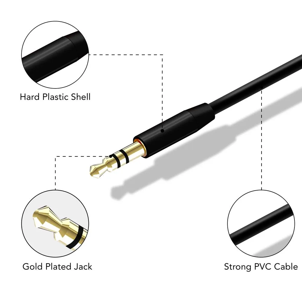 1m 2m 3.5mm Jack Aux Cable Black Male To 3.5mm Jack Male Audio Cable