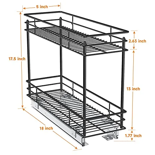 2-Tier Narrow Pull Out Drawers For Kitchen Cabinets