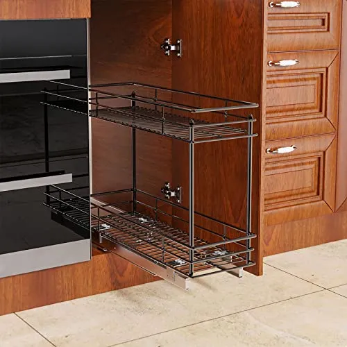 2-Tier Narrow Pull Out Drawers For Kitchen Cabinets