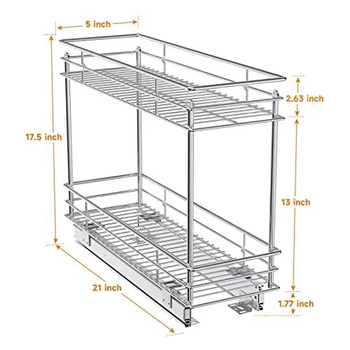 2-Tier Narrow Pull Out Drawers For Kitchen Cabinets