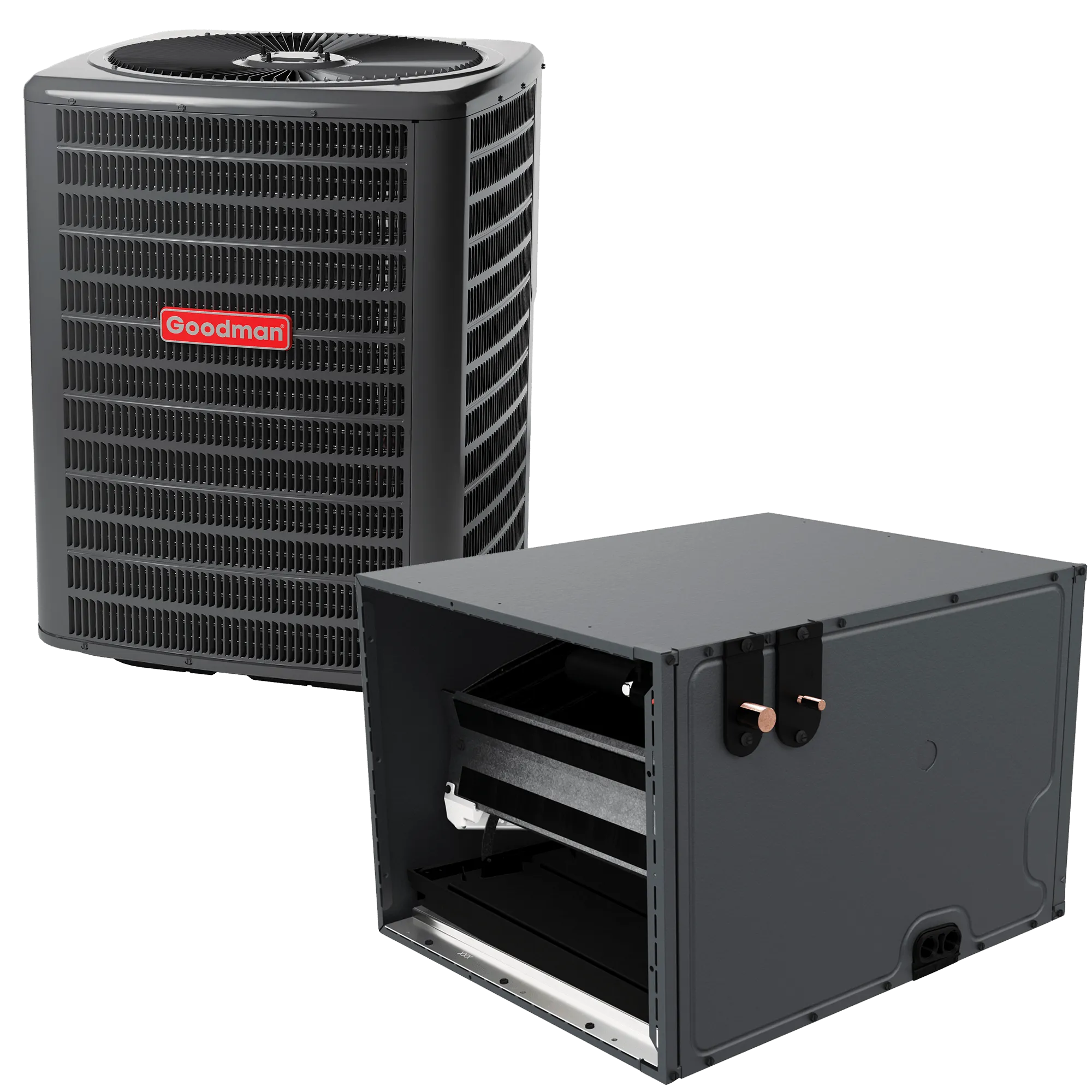 2 Ton 14.3 SEER2 R-32 Goodman Multi-family Air Conditioner   Horizontal Coil 26"  Width 21" Height Upflow/Downflow Installation