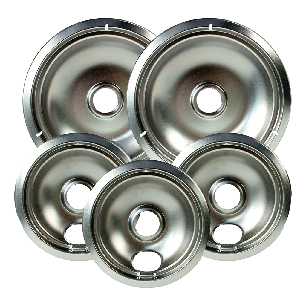 20125 5-Pack Universal Fit Chrome Plated Drip Bowls for Plug-In Electric Range