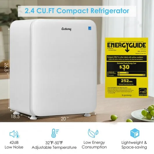 2.4 Cu.Ft. Compact Refrigerator Auto Defrost Mini Fridge Reversible Door-Beige