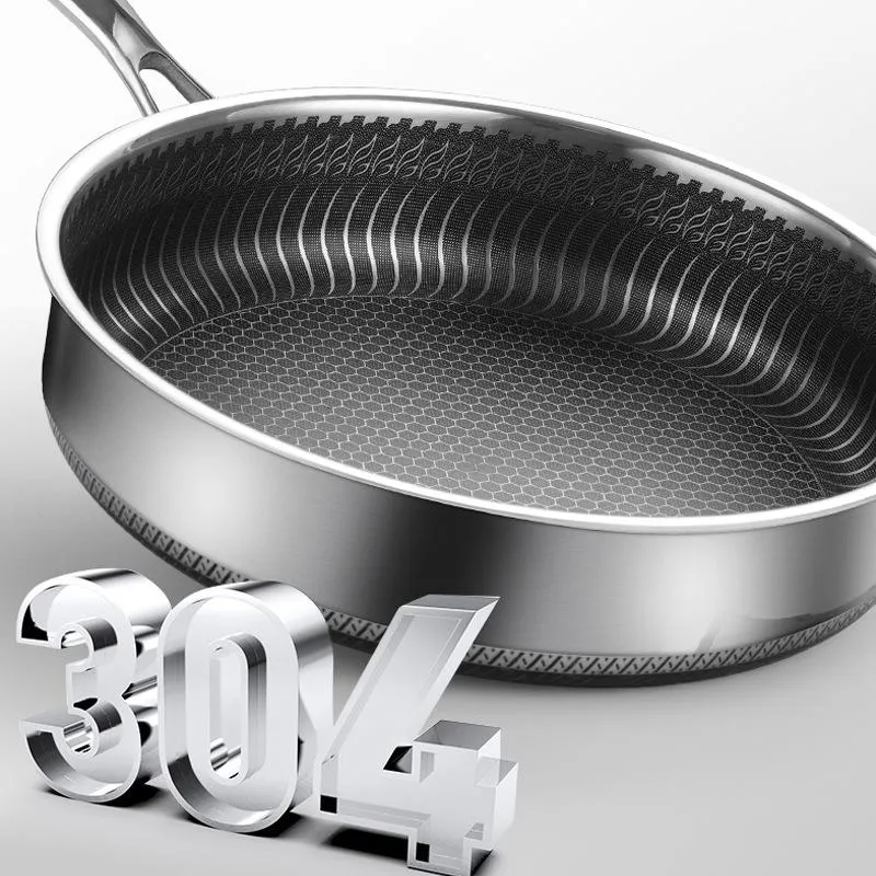 316 Stainless Steel Frying Pan Non-Stick Cooking Frypan Cookware 30cm Honeycomb Double Sided