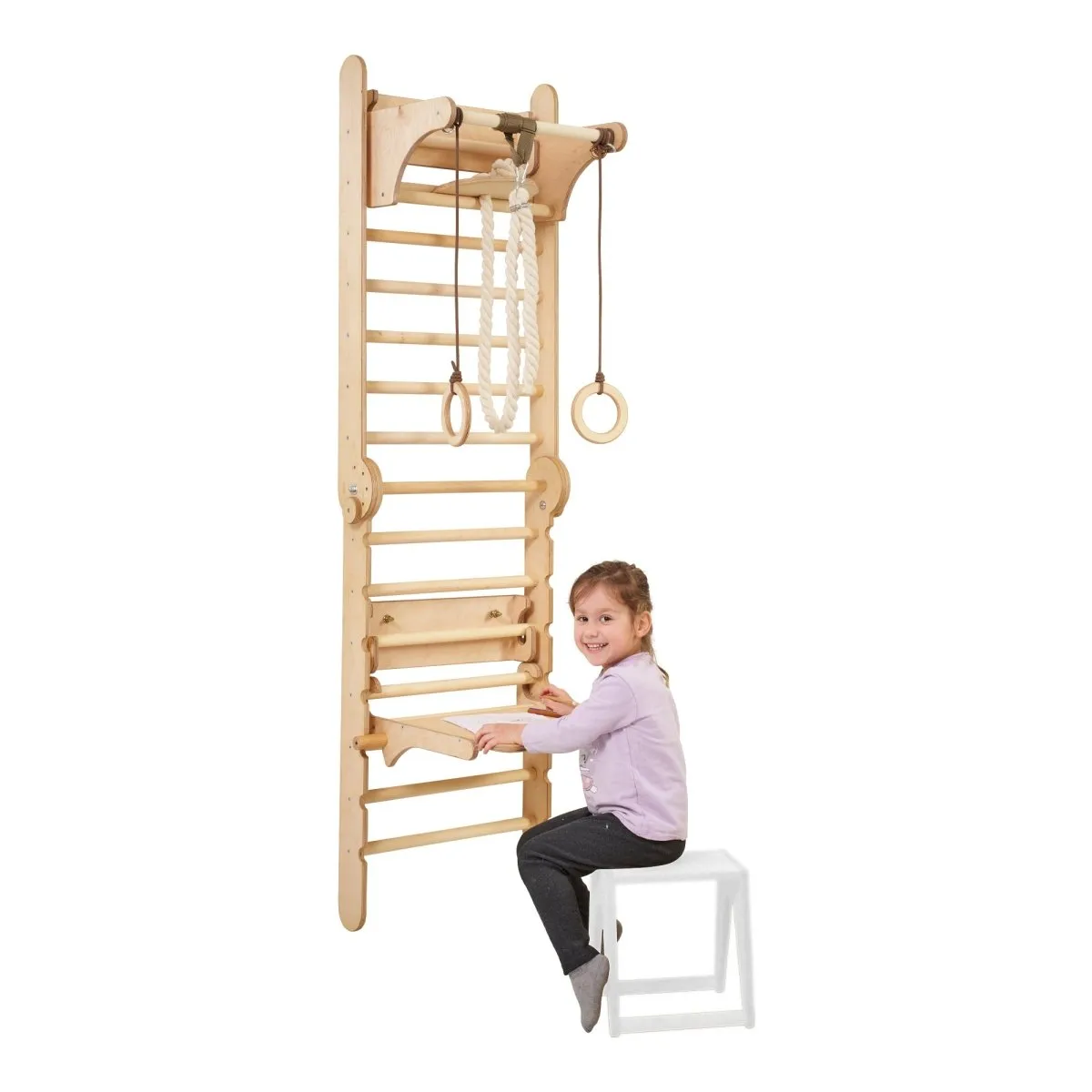 4in1 Wooden Swedish Wall / Climbing Ladder for Children   Swing Set   Slide Board   Art Add-On