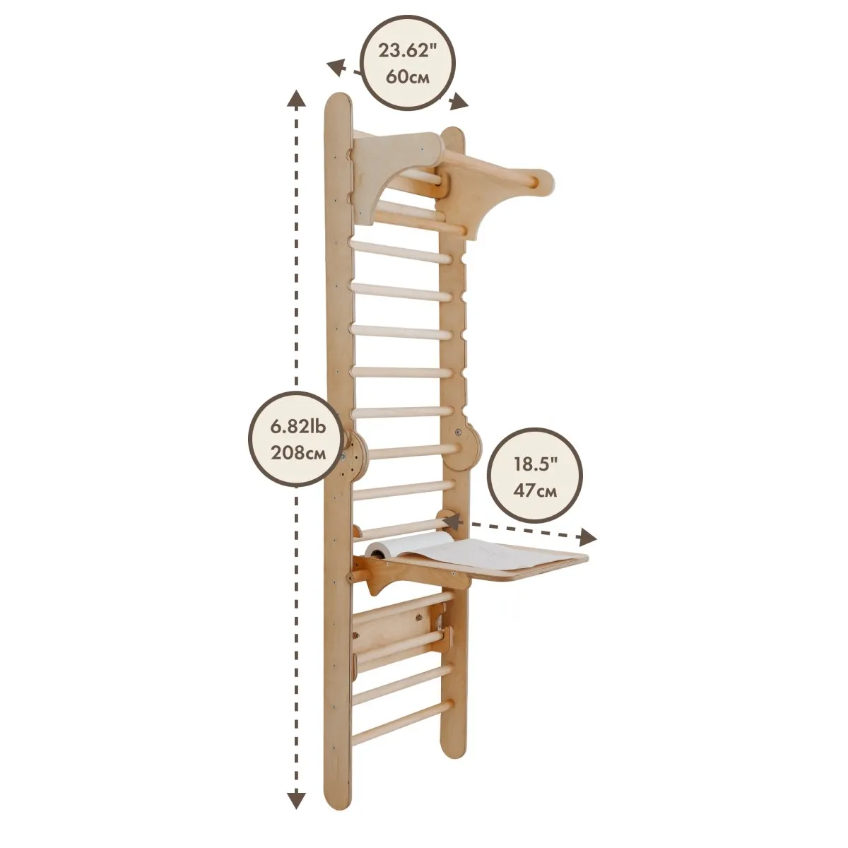 4in1 Wooden Swedish Wall / Climbing Ladder for Children   Swing Set   Slide Board   Art Add-On