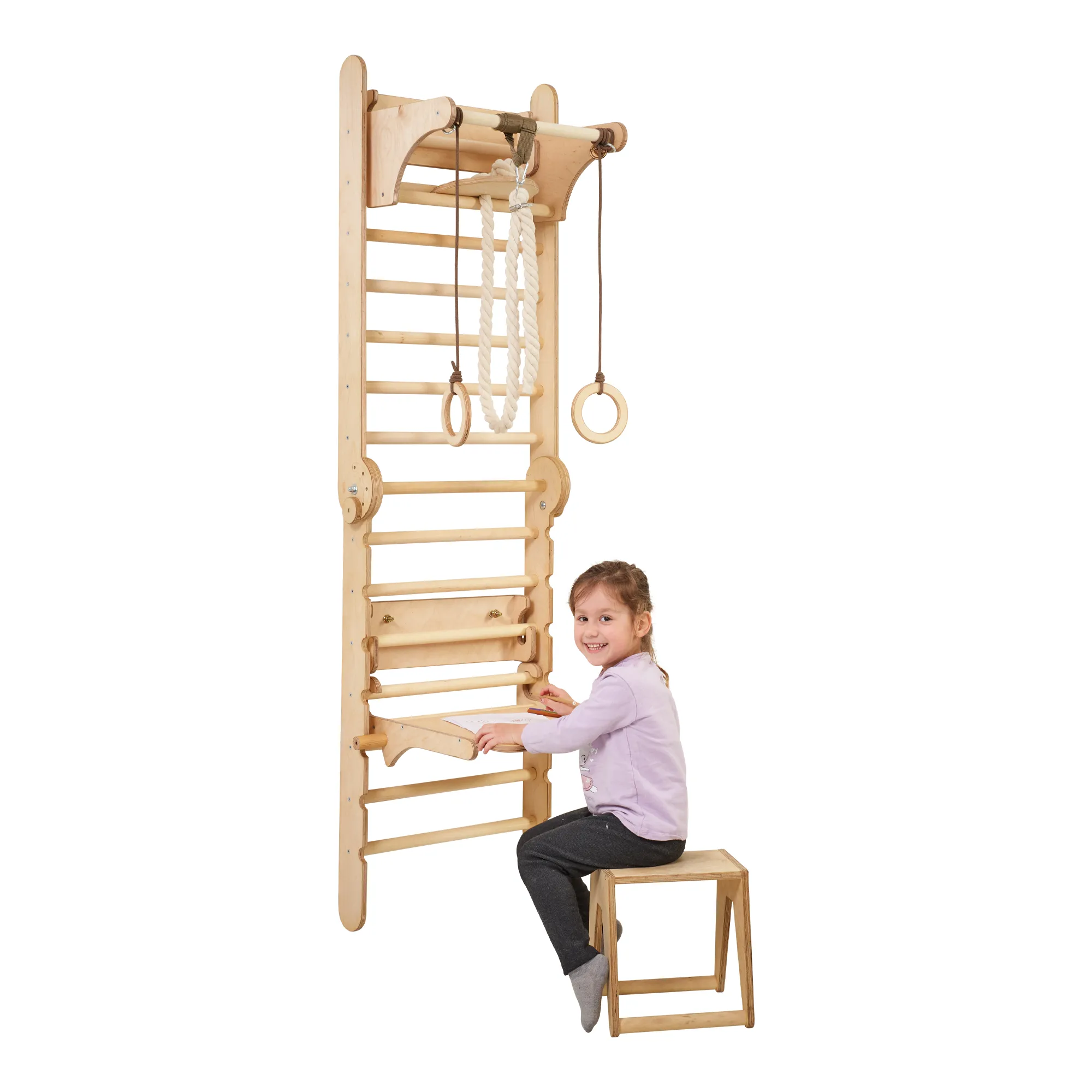 4in1 Wooden Swedish Wall / Climbing Ladder for Children   Swing Set   Slide Board   Art Add-On