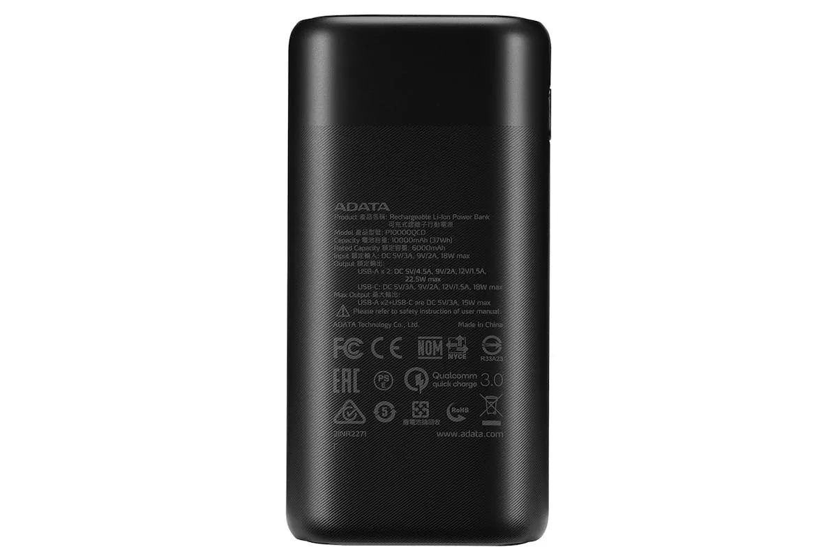 ADATA 10000mAh Portable Power Bank | Black