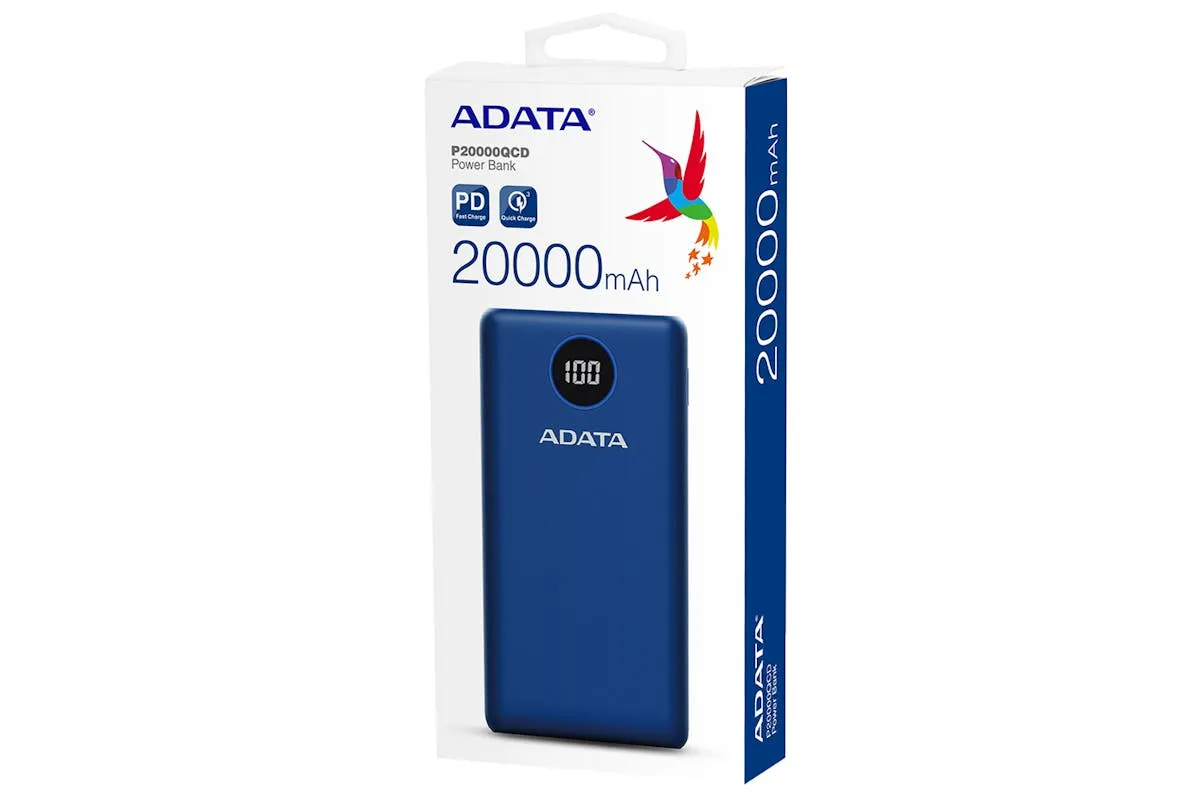 ADATA 20000mAh Portable Power Bank | Blue