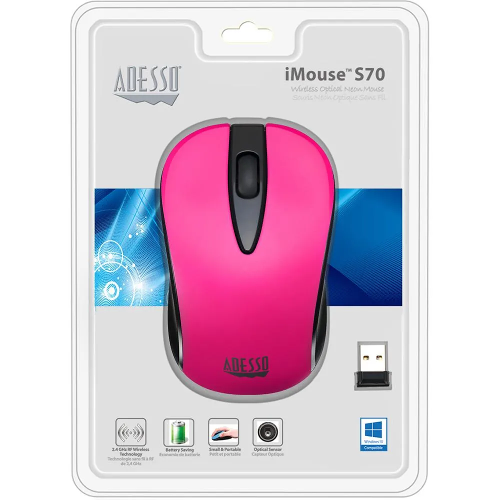 Adesso iMouse S70P Wireless Optical Neon Mouse