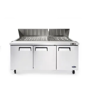 Atosa 72" Sandwich / Salad 30 Pan Refrigerated Prep Table with 3 Doors