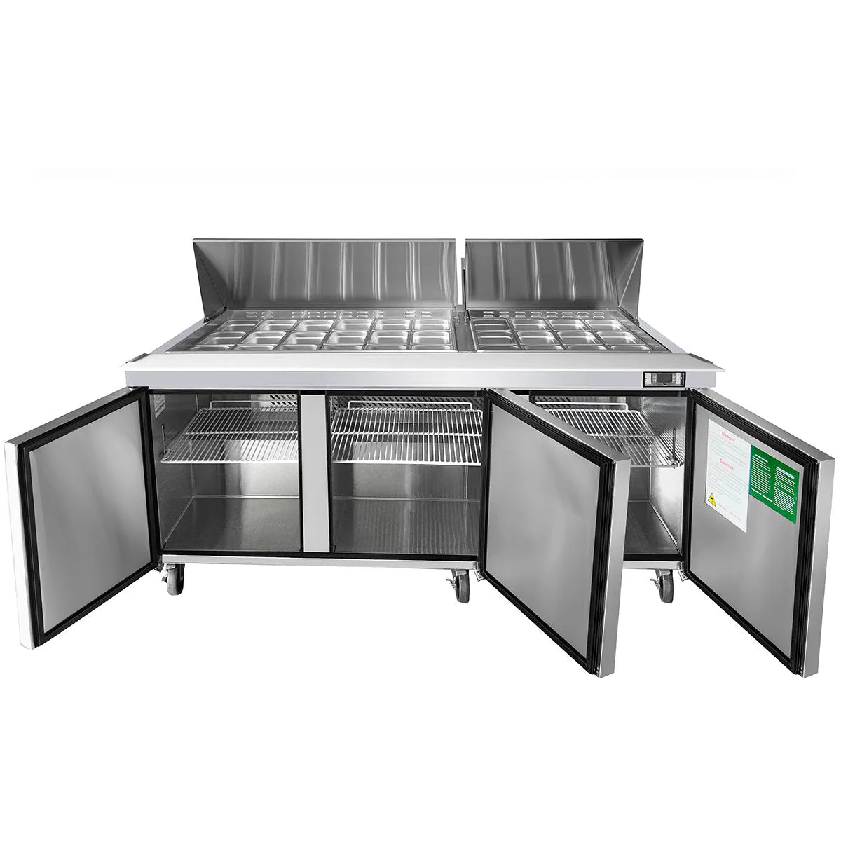 Atosa 72" Sandwich / Salad 30 Pan Refrigerated Prep Table with 3 Doors