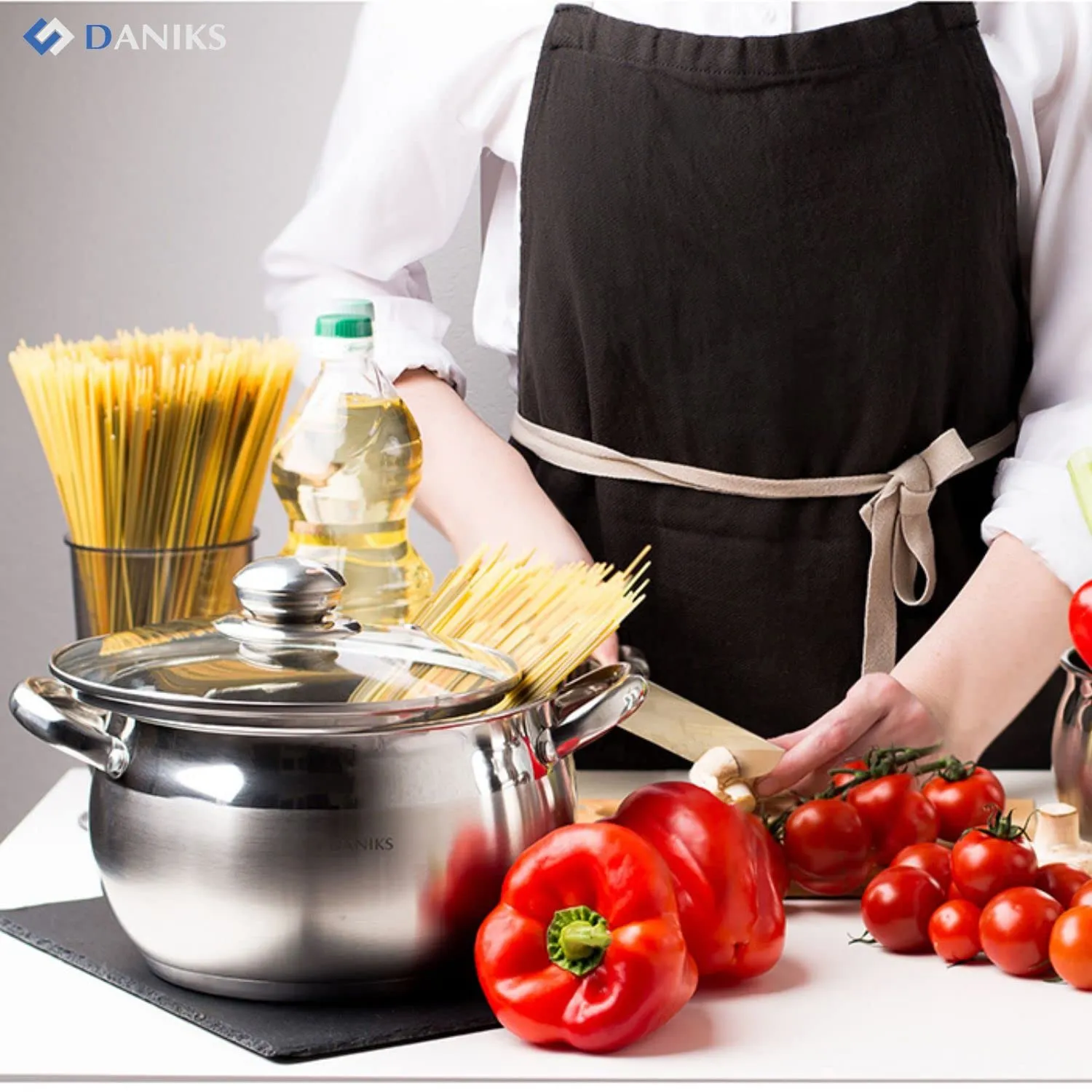 Classic Stainless Steel Stock Pot with Glass Lid