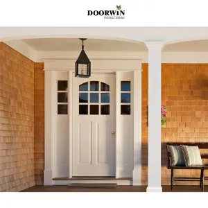 Doorwin 2021Factory cheap price white wood frame white frame with grills glass main entry doors