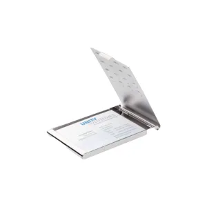 Durable Business Card Holder Chrome, Metallic Silver