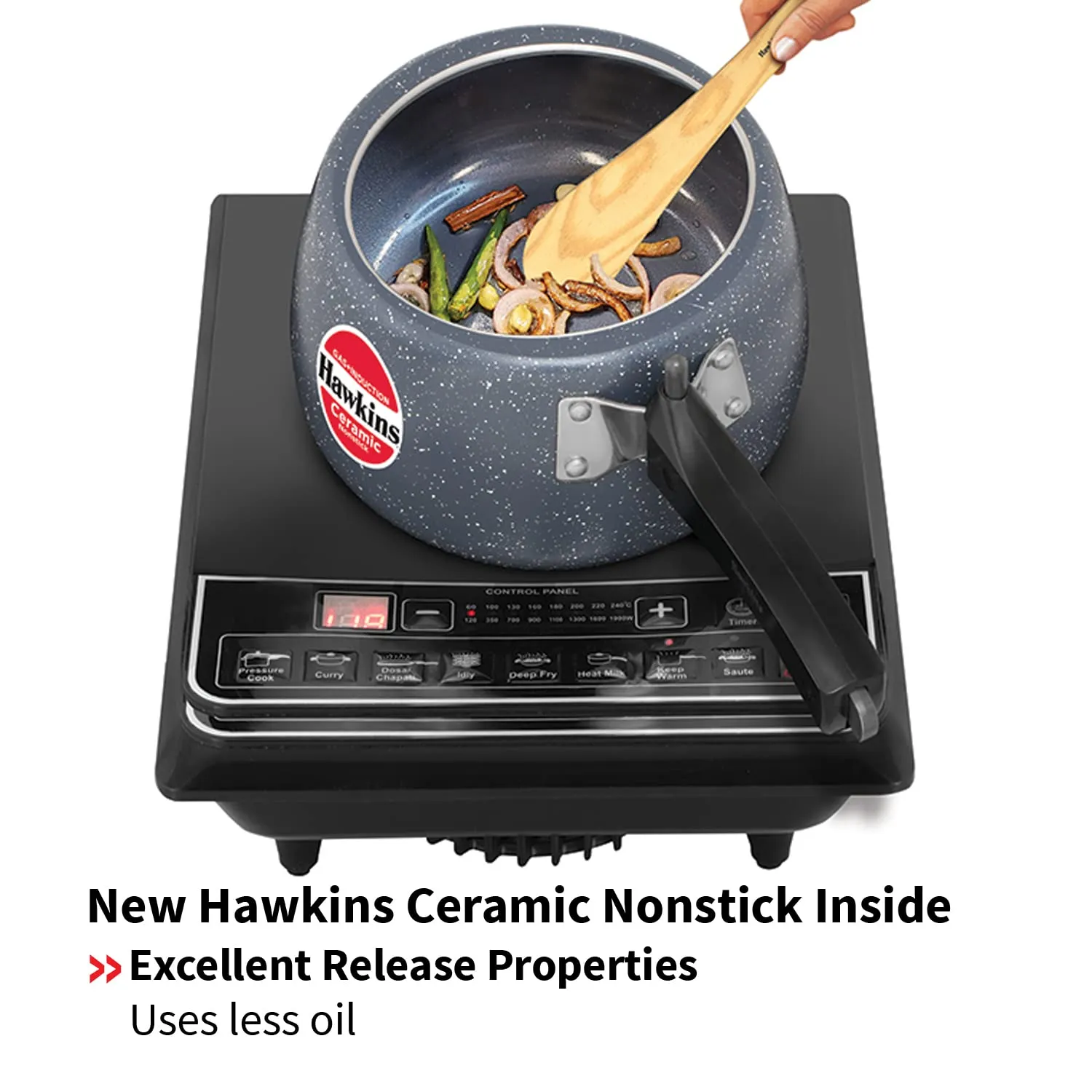 Hawkins Ceramic Nonstick Pressure Cooker, Induction Inner Lid Cooker