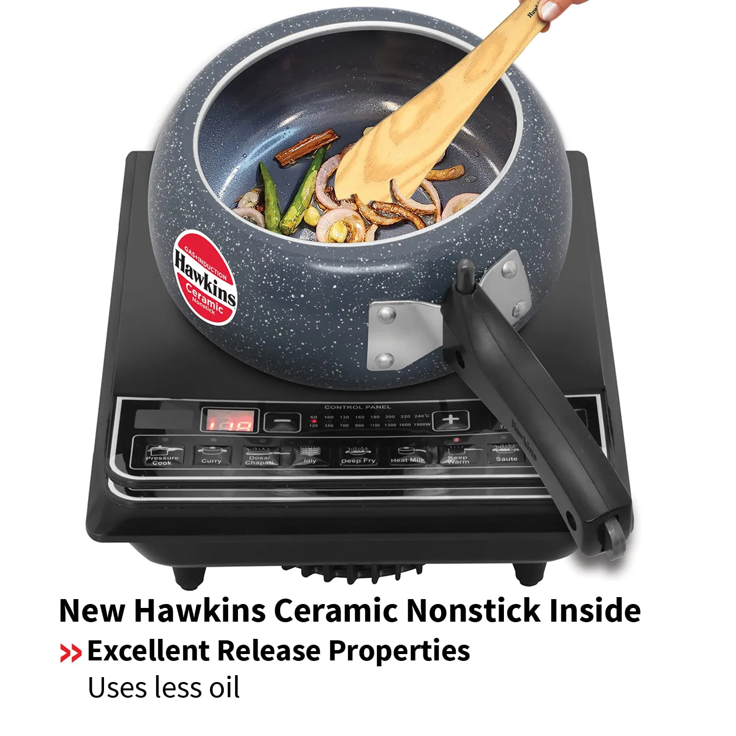 Hawkins Ceramic Nonstick Pressure Cooker, Induction Inner Lid Cooker