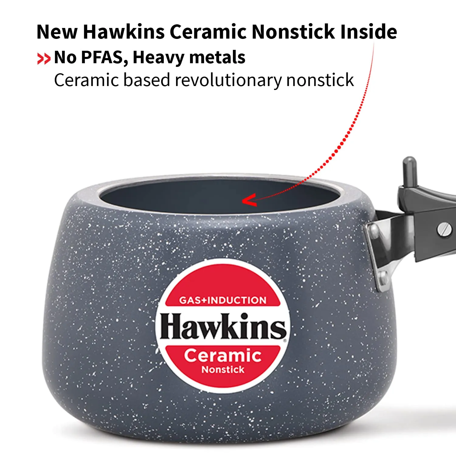 Hawkins Ceramic Nonstick Pressure Cooker, Induction Inner Lid Cooker