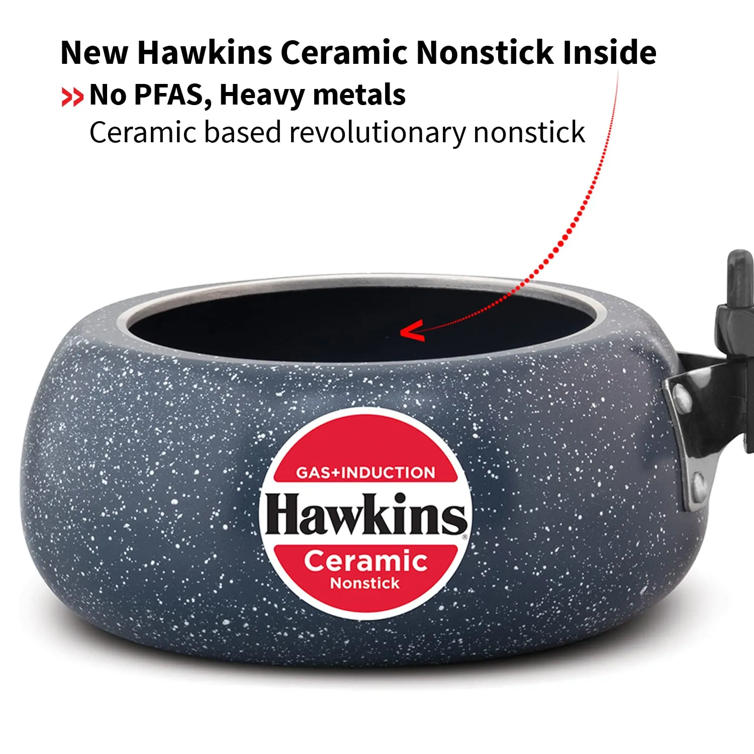 Hawkins Ceramic Nonstick Pressure Cooker, Induction Inner Lid Cooker