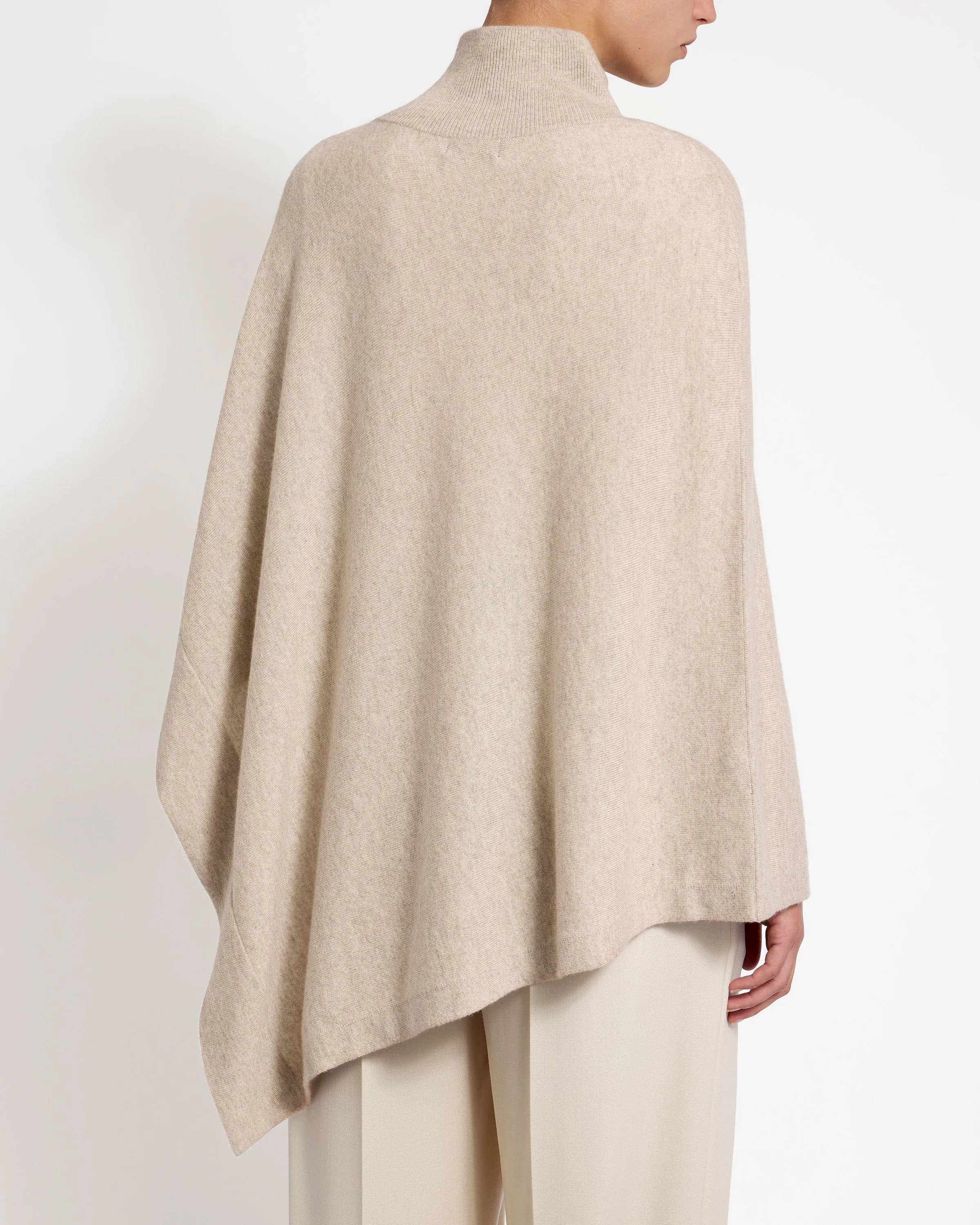 Islay Asymmetric Cashmere Blend Button Poncho - Millet