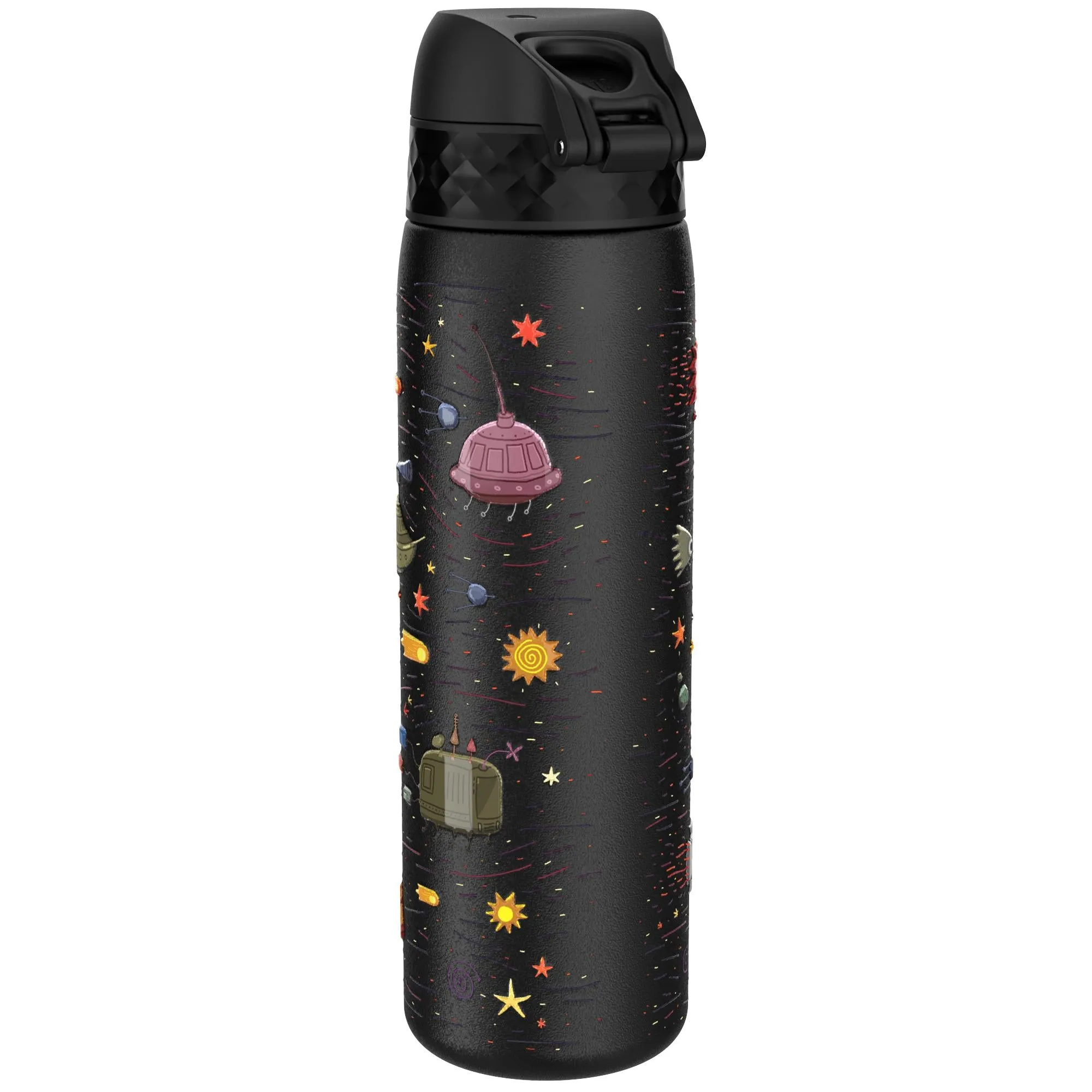 Leak Proof Slim Thermal Water Bottle, Insulated Steel, Spaceships, 500ml (17oz)