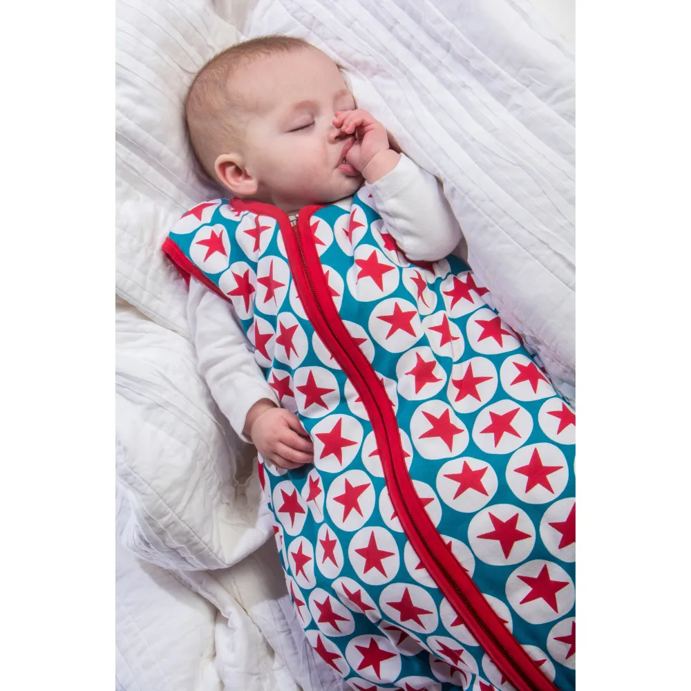 Lightweight Sleep Bag | Teal/Red Stars