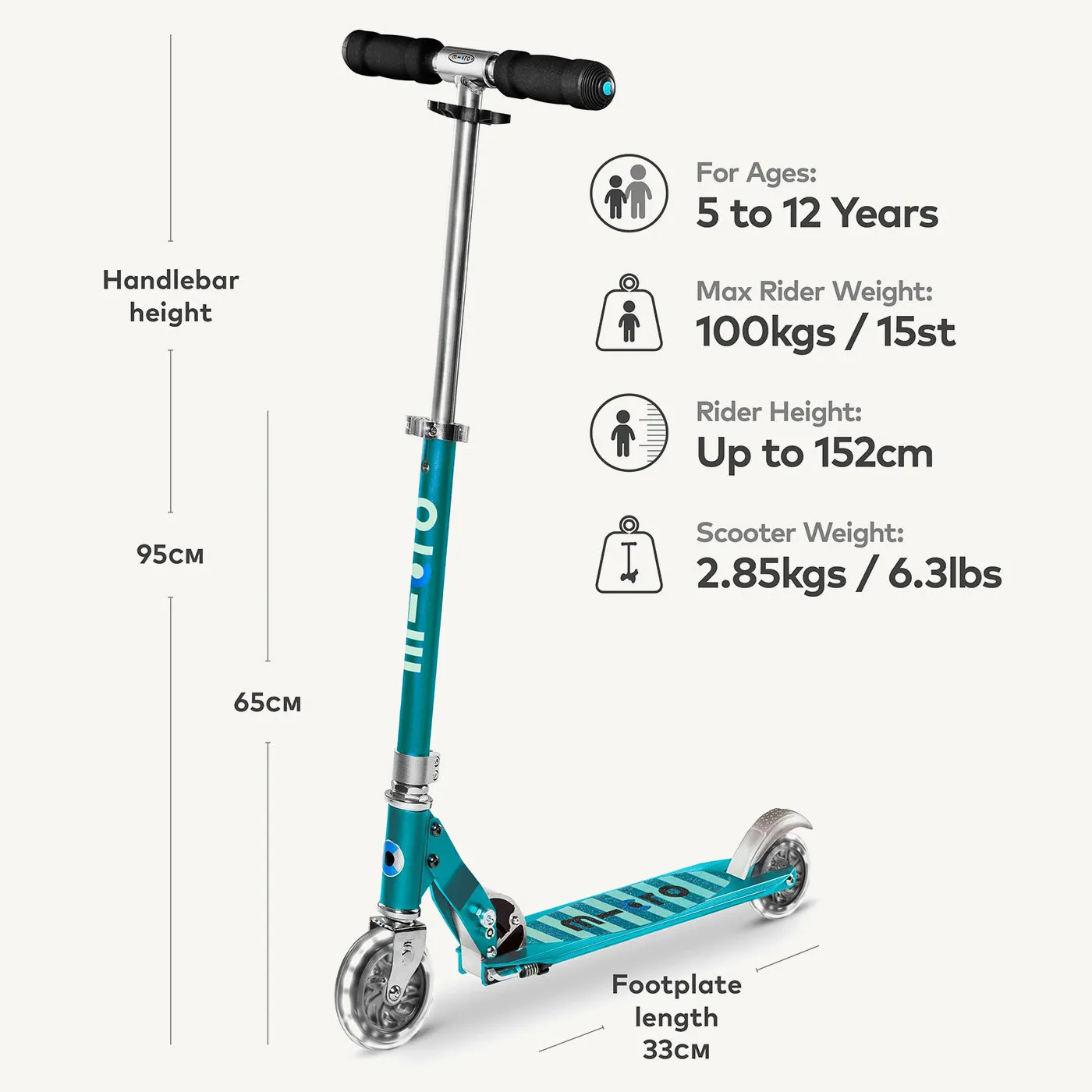 Micro Scooters Micro Sprite Scooter Classic LED - Aqua