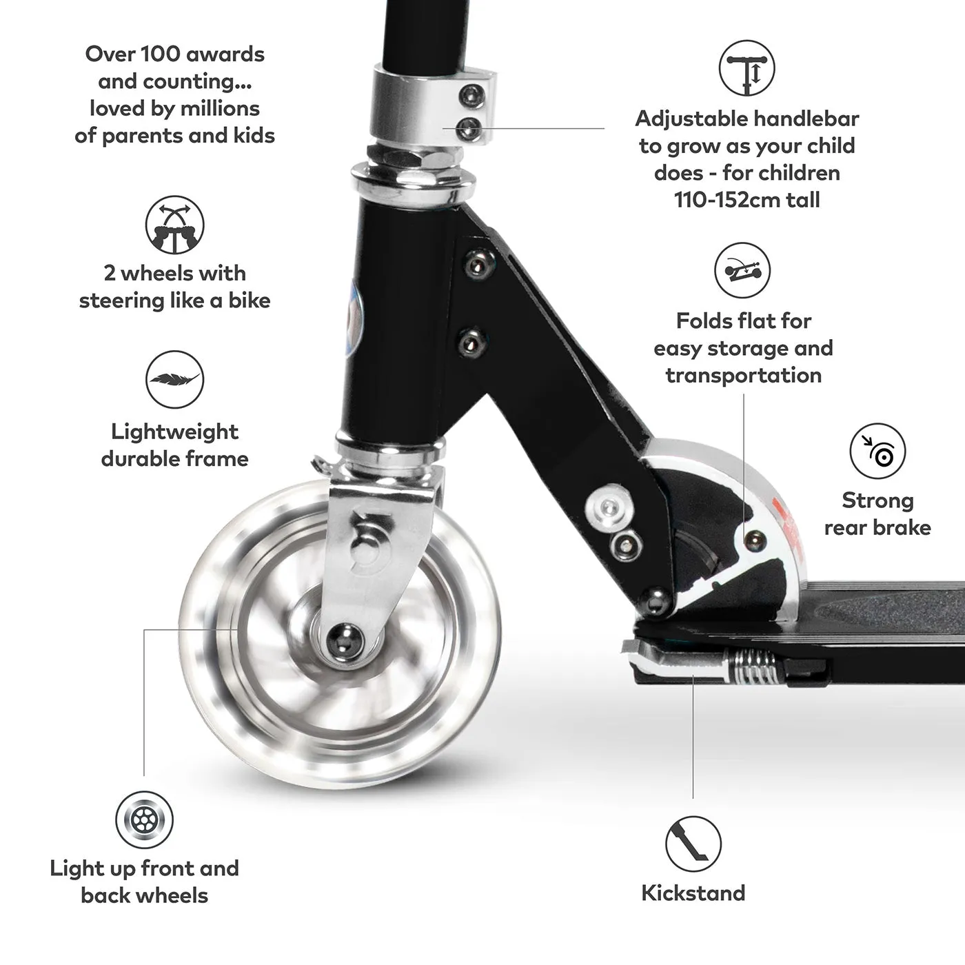 Micro Scooters Micro Sprite Scooter Classic LED - Black