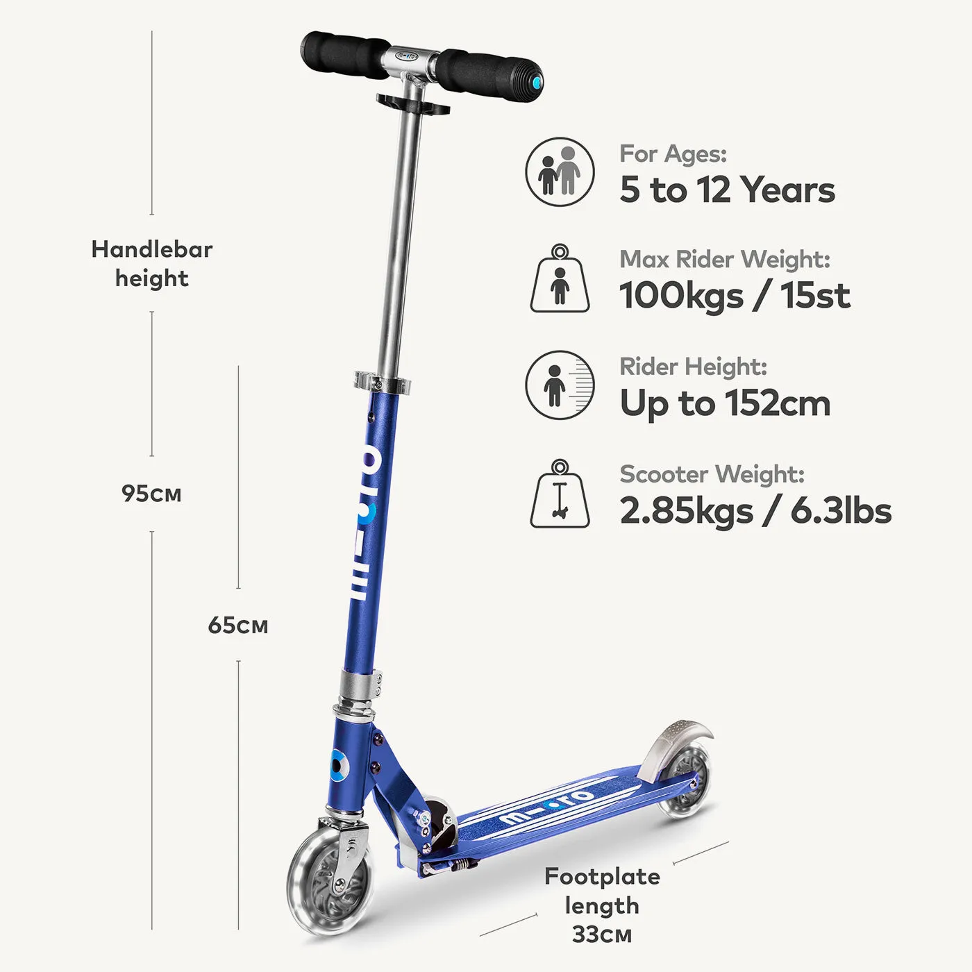 Micro Scooters Micro Sprite Scooter Classic LED - Blue