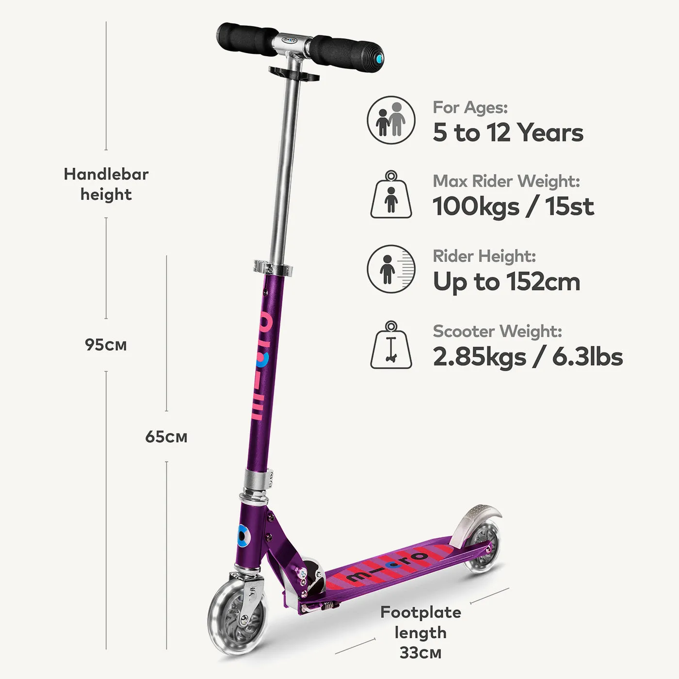 Micro Scooters Micro Sprite Scooter Classic LED - Purple