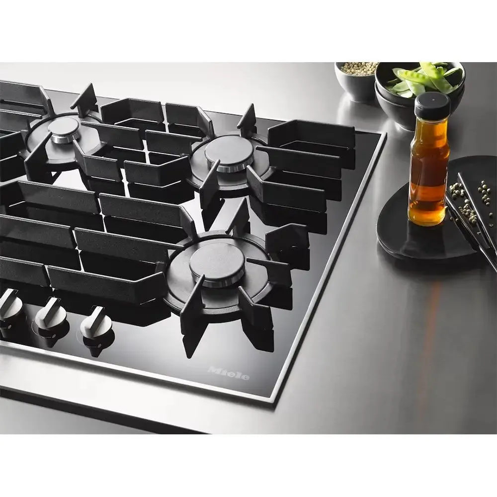 Miele KM3054-1 Gas Hob, 5 Burners Including 1 Dual Wok, 94.2cm Wide - Stainless Steel