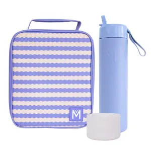 MontiiCo Large Lunch Bag & Sipper Bottle Bundle - Bonus Bumper! - Ripple Cloud