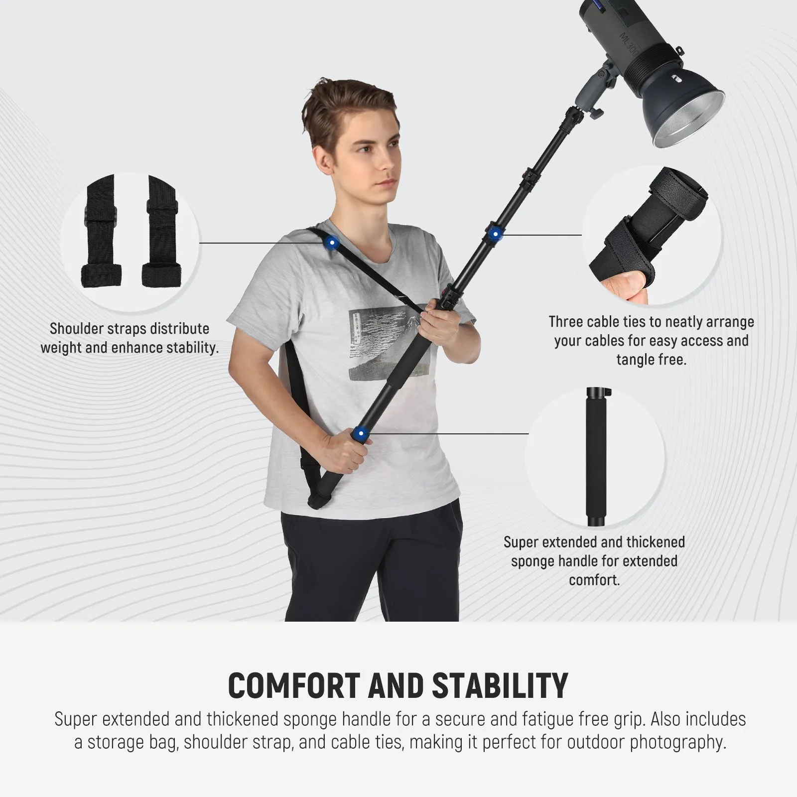 NEEWER MS-230C 7.5ft/230cm Boom Pole Stand