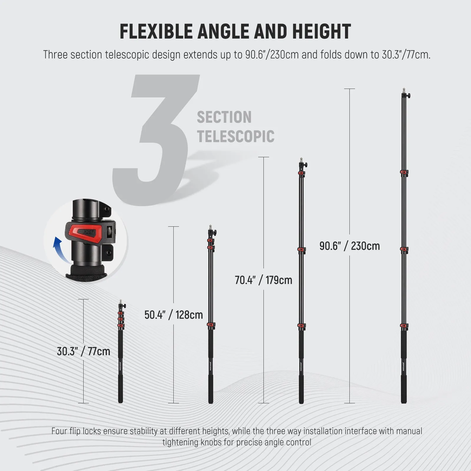 NEEWER MS-230C 7.5ft/230cm Boom Pole Stand