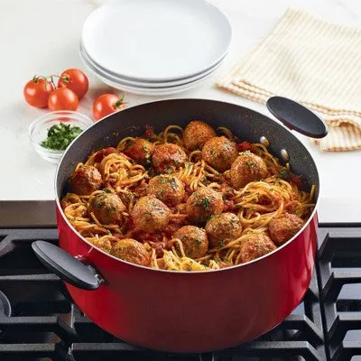 New - Farberware Reliance 10qt Aluminum Nonstick Wide Stock Pot Red