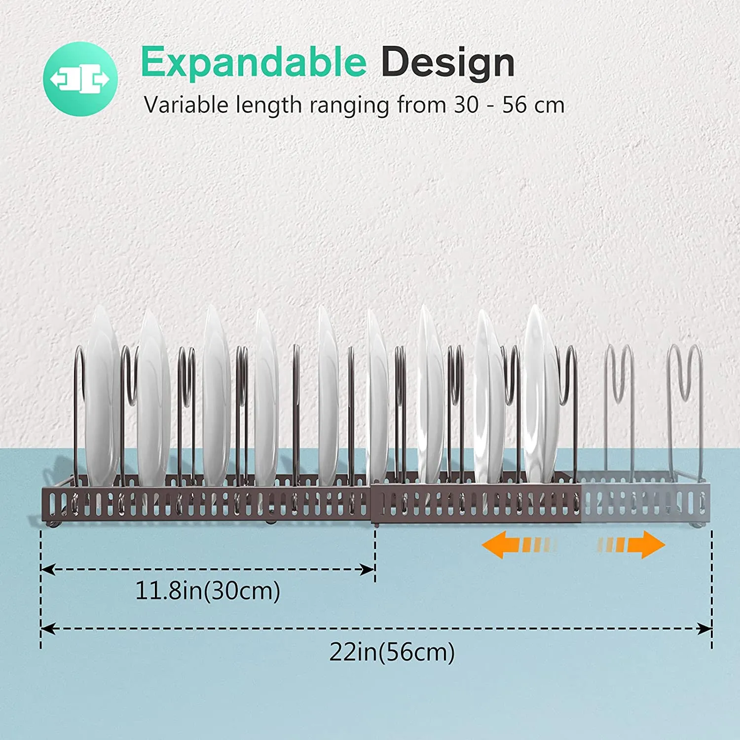 Pot Lid Organizer Pan Holder Rack with 10 Dividers and 4 Hooks | Puricon