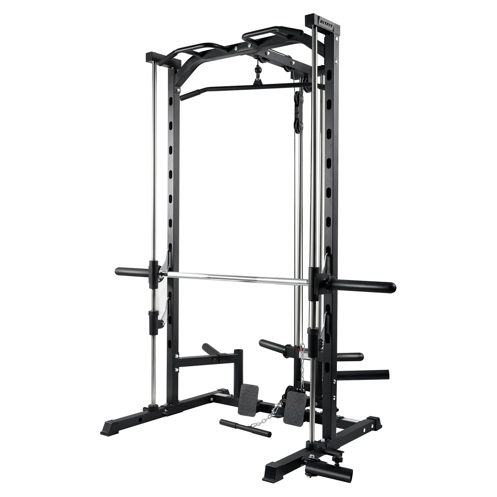 RitFit PSR05 2.0 Multifunctional Smith Machine Power Rack with LAT-Pull Down System