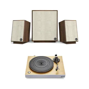 Roberts Stylus Luxe Direct Drive Turntable and Klipsch Heritage ProMedia 2.1 Bluetooth Speaker System Walnut HiFi Package