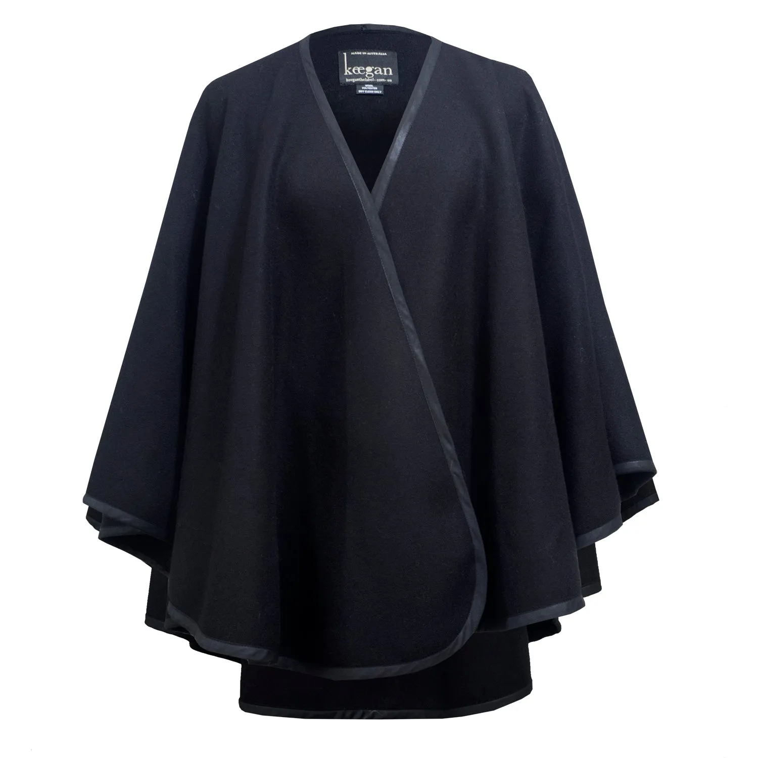 SHADE CAPE [ Black Wool Blend Shawl ]