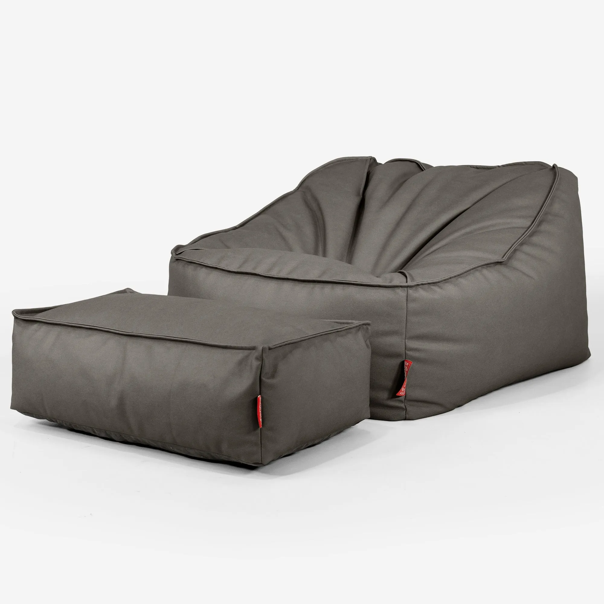 Sloucher Bean Bag Chair - Vegan Leather Grey