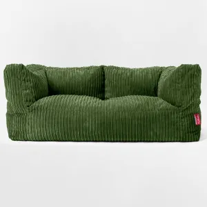 The 2 Seater Albert Sofa Bean Bag - Cord Forest Green