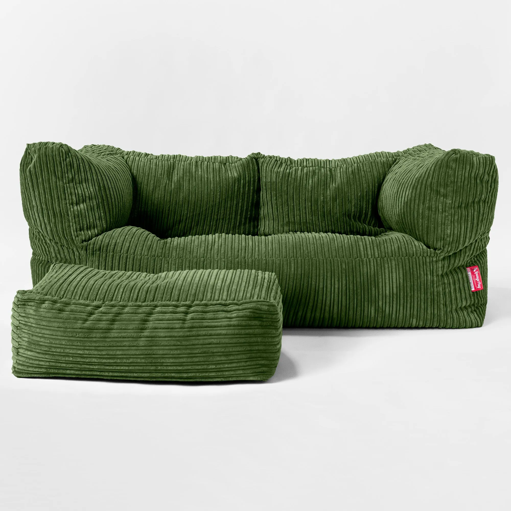 The 2 Seater Albert Sofa Bean Bag - Cord Forest Green