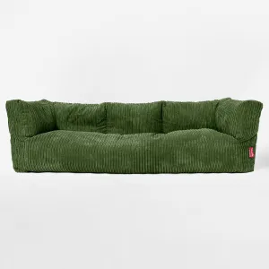 The 3 Seater Albert Sofa Bean Bag - Cord Forest Green