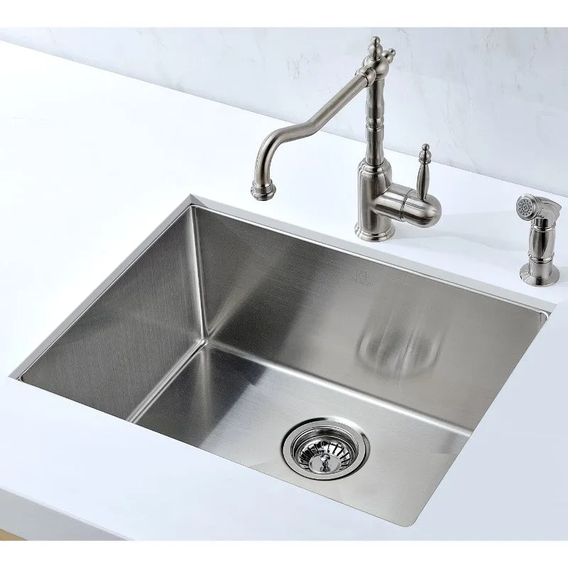 Vanguard 23" Single Basin Undermount Kitchen Sink in Brushed Satin