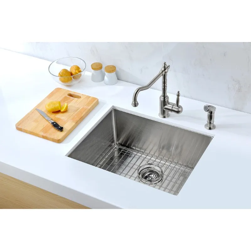 Vanguard 23" Single Basin Undermount Kitchen Sink in Brushed Satin