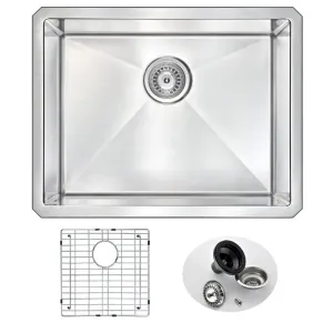 Vanguard 23" Single Basin Undermount Kitchen Sink in Brushed Satin