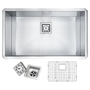 Vanguard 30" Single Basin Undermount Kitchen Sink in Brushed Satin