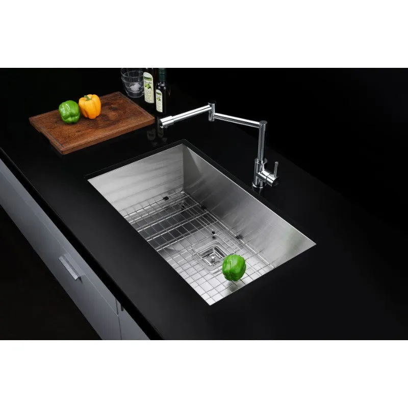 Vanguard 30" Single Basin Undermount Kitchen Sink in Brushed Satin