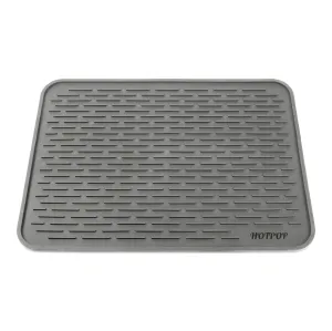 Xxl 24x18 Inches Gray Silicone Dish Drying Mat & Large Trivet - Dishwasher Safe